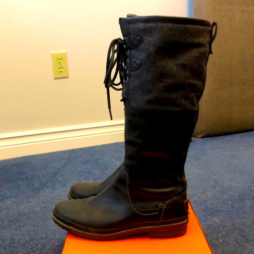UGG Black Tall Lace-Up Winter Boots
